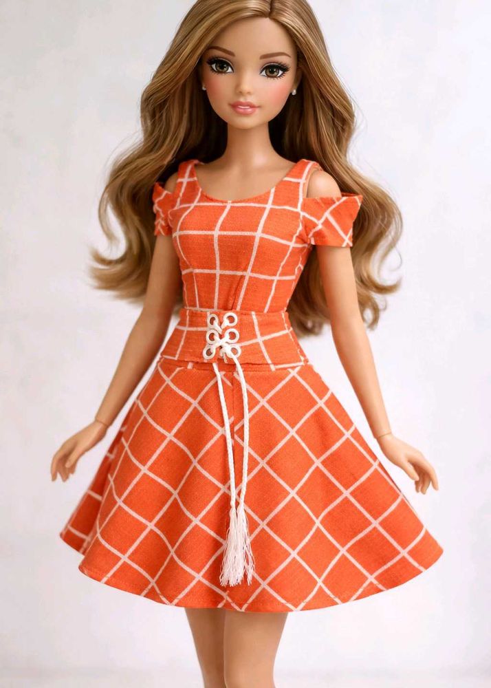Cute Orange Checkered Dress