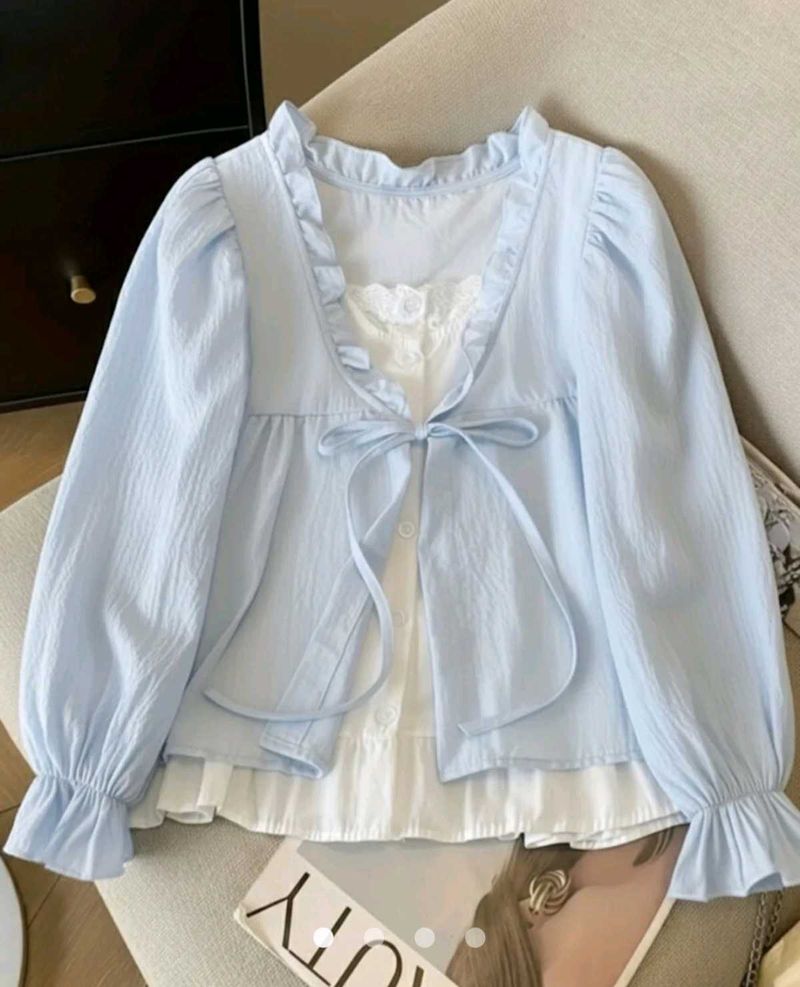 Cute Ruffle Bow Detail Blouse