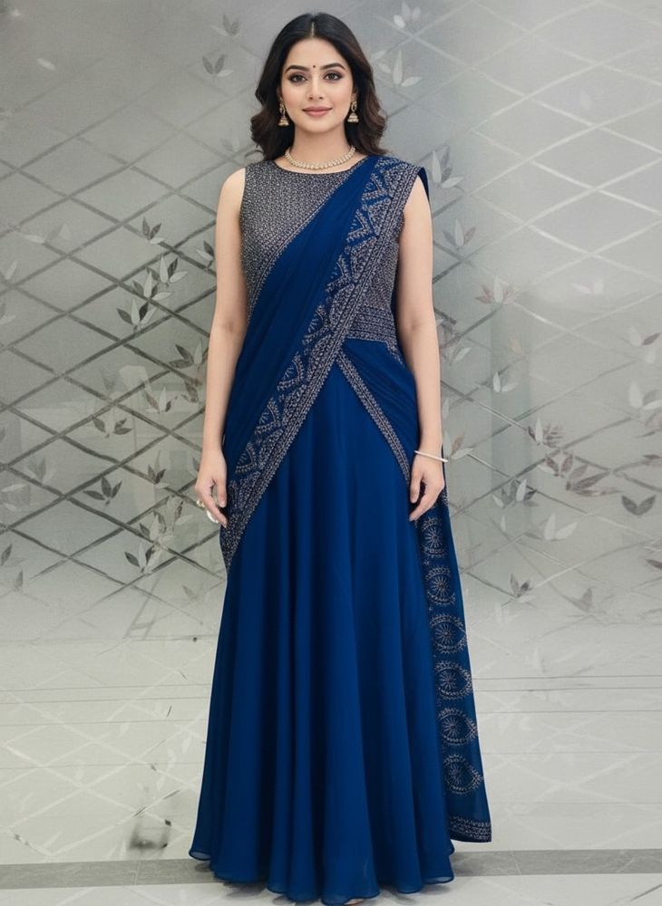 Elegant Blue Ethnic Gown