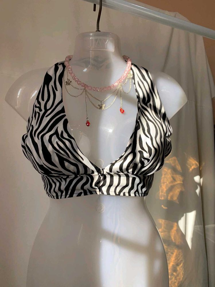 Zebra Print Halter Top