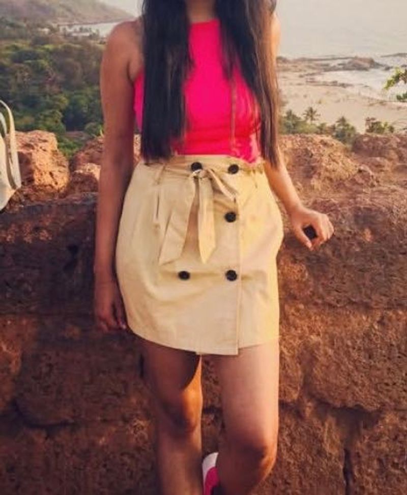 Tie Knot Beige Skirt- Buy 3 For 100 Each