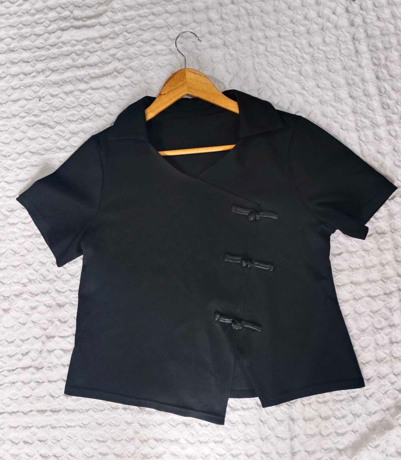 Mandarin Chic Black Asian-Inspired Top