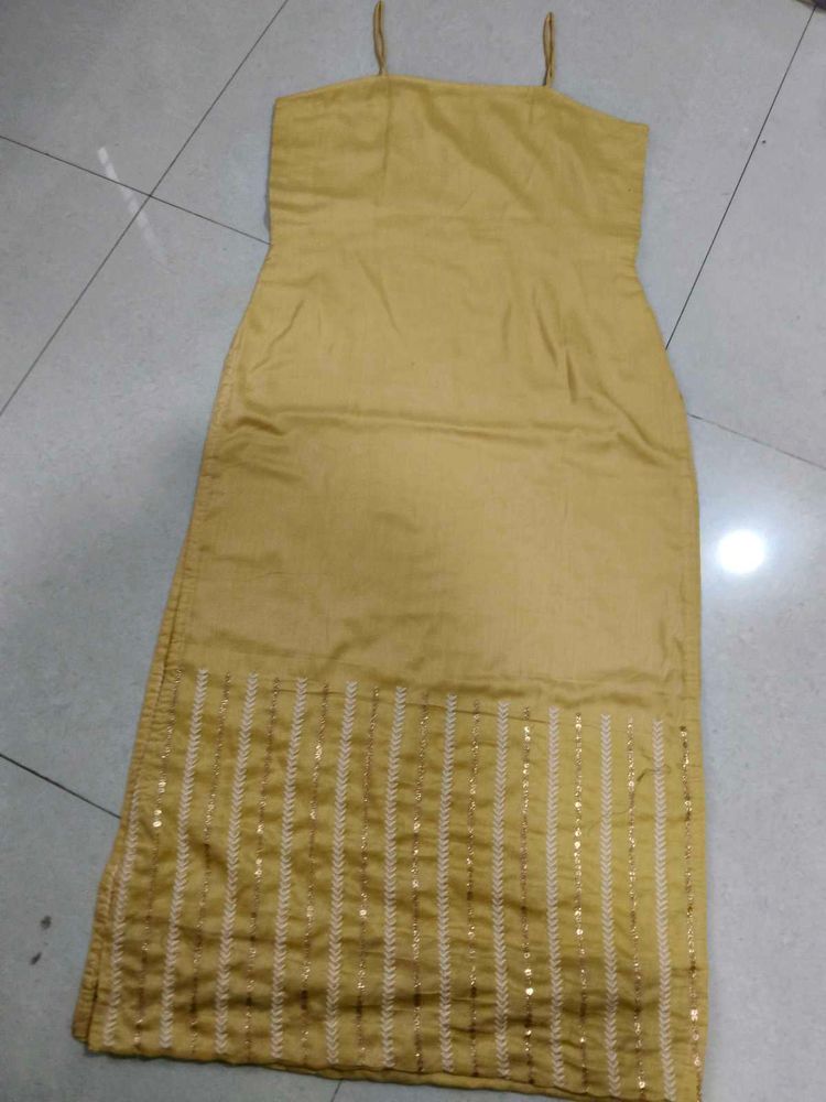 Stylish Yellow Spaghetti Strap Dress