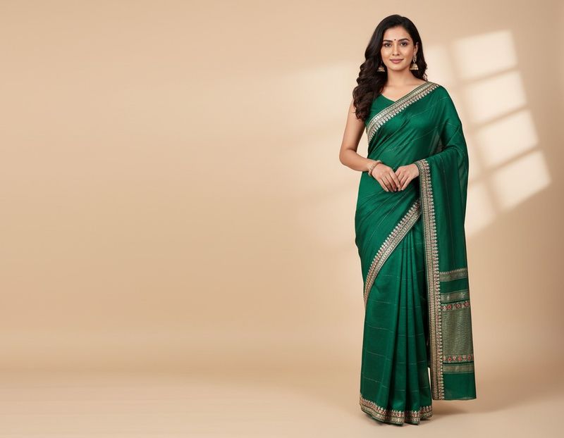 Elegant Green Saree with Embellished Border
