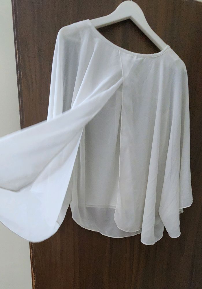 Sheer White Flowy Blouse