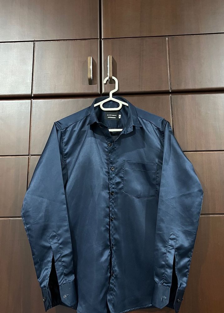Men's Navy Satin shirt for wedding &amp; party