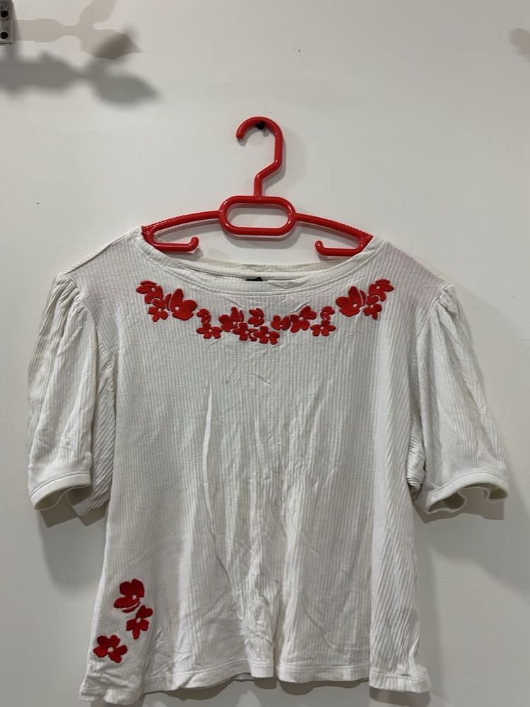 White Embroidered Top
