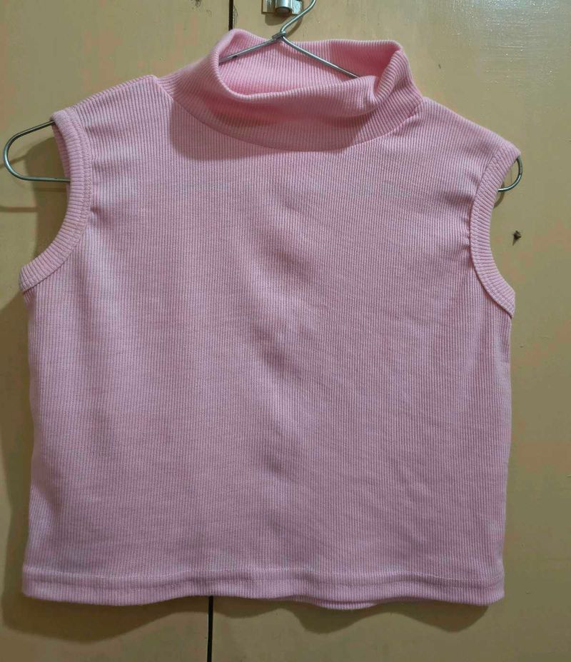 Sleeveless Pink Turtleneck Top❤️