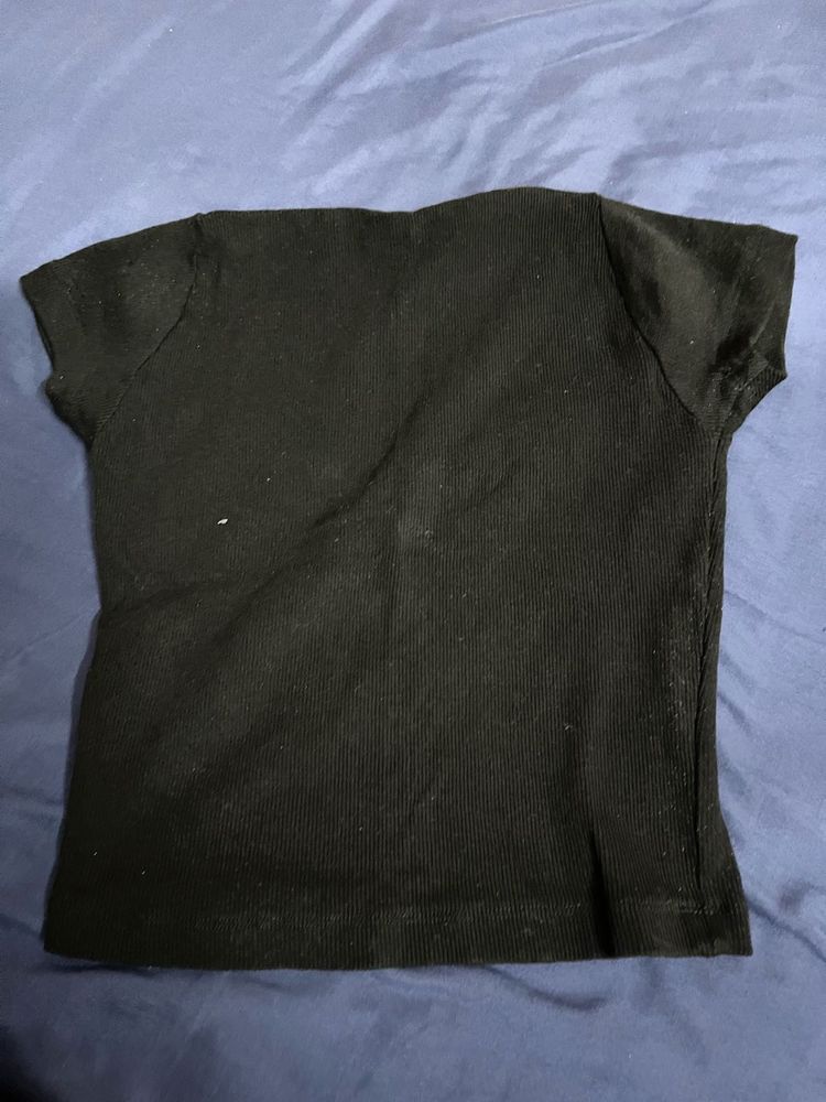Basic Black Ribbed T-Shirt