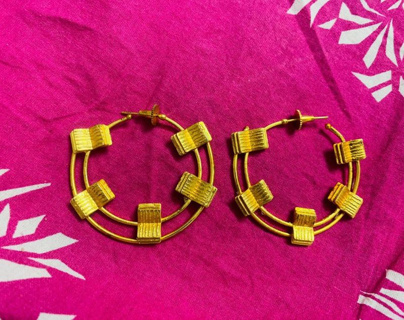Book Golden Hoop Earrings