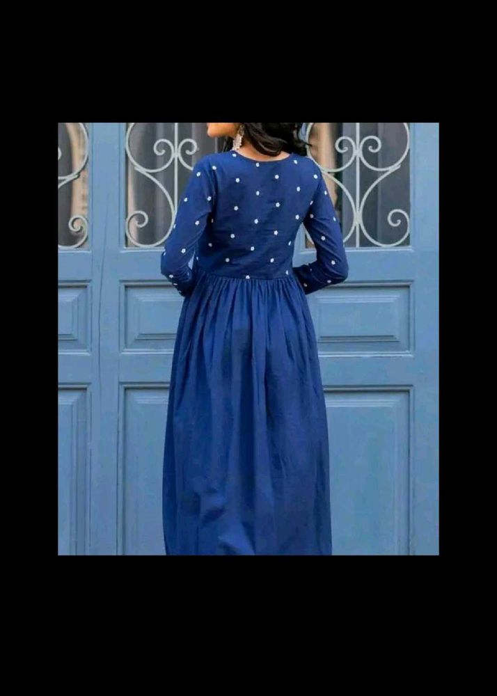 Elegant Blue Polka Dot Kurta