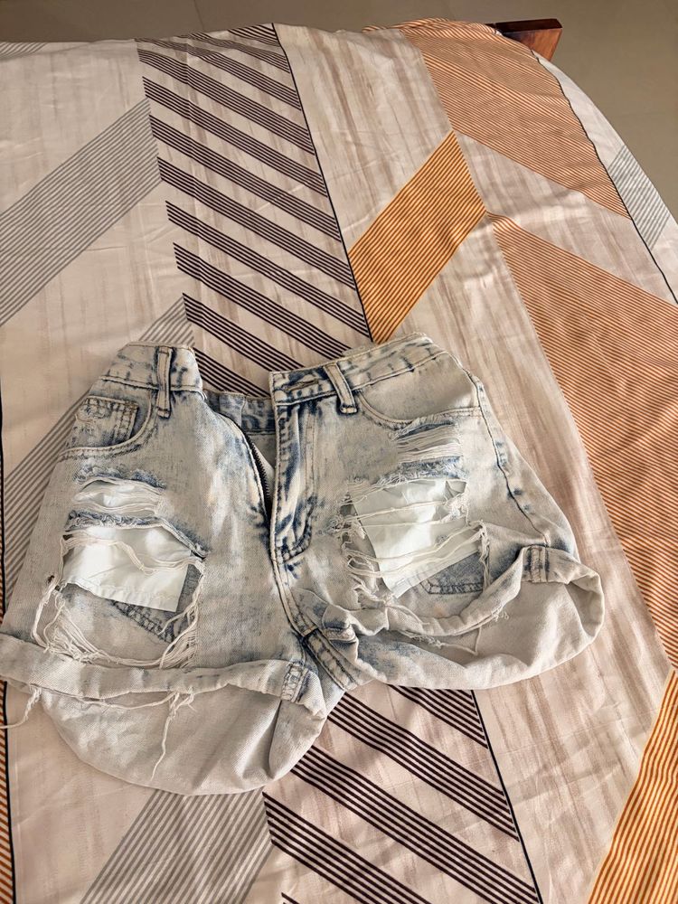 Distressed Denim Shorts