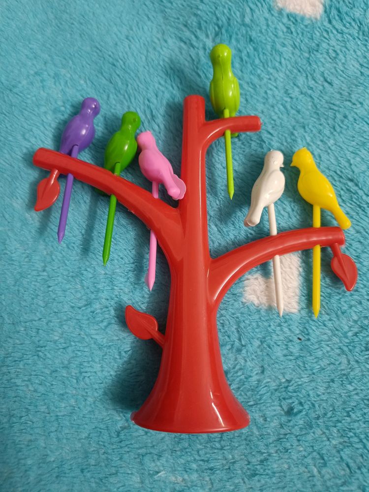 Fruit Fork Decorative Bird Tree Set for Lunch Dese