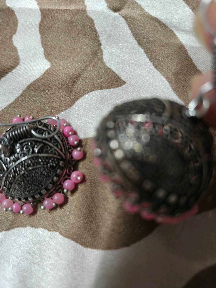 oxidized silver-plated jhumka earrings