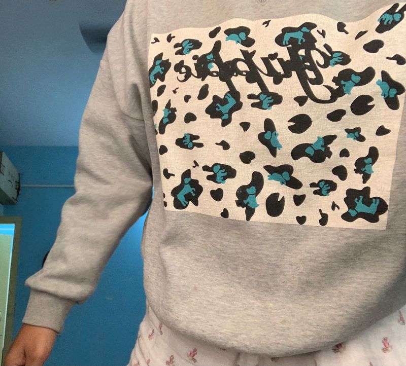 Grey Leopard Print Sweatshirt