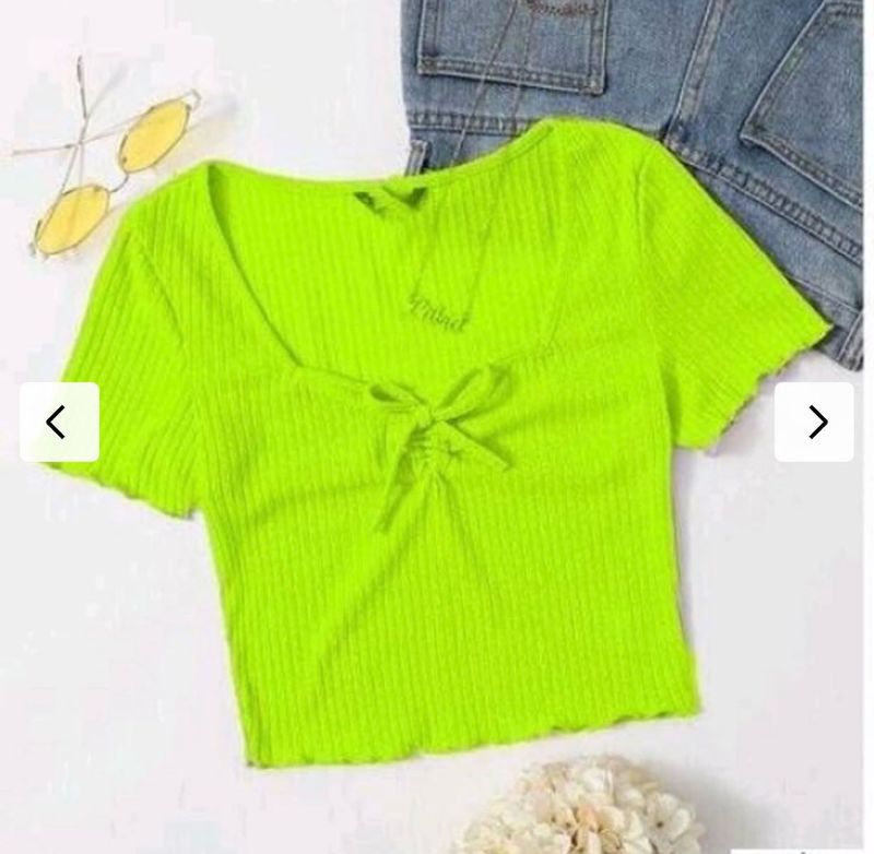 Neon Yellow Trendy Crop Top
