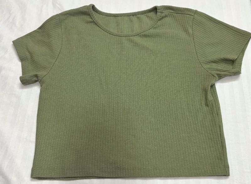 Ribbed Green Cropped Tee