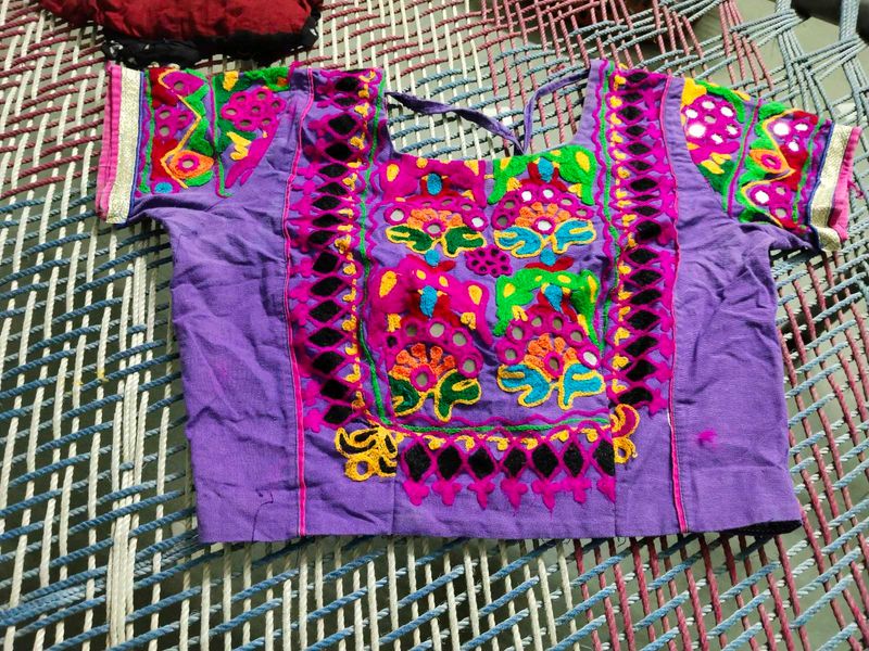 Vibrant Embroidered Crop Blouse