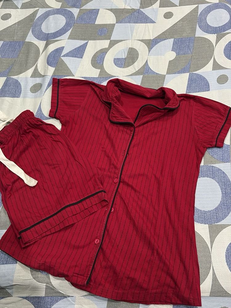 Red Striped Pajama Set