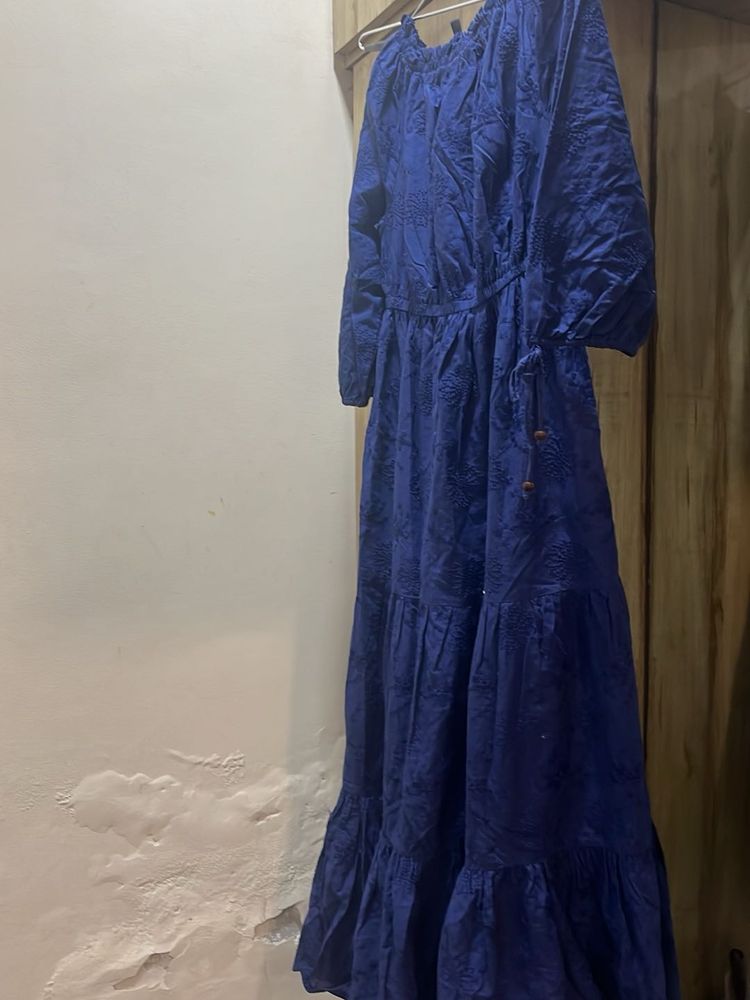 Beautiful Blue Embroidered Maxi Dress