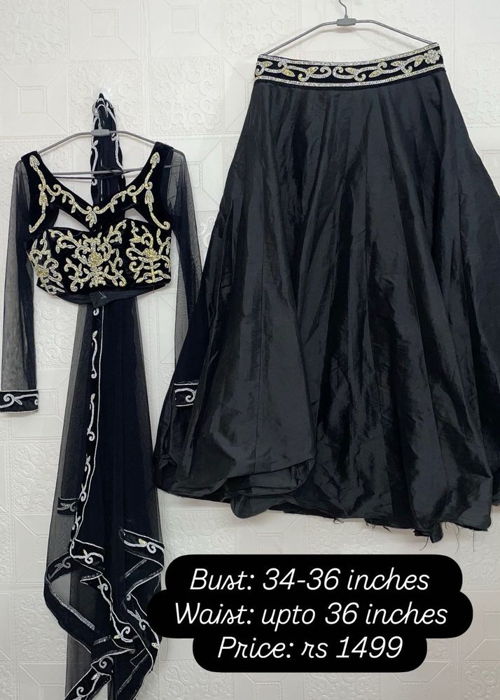 Elegant Black Embroidered Lehenga Choli Set