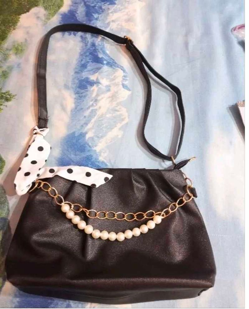 Chic Black Ruched Handbag