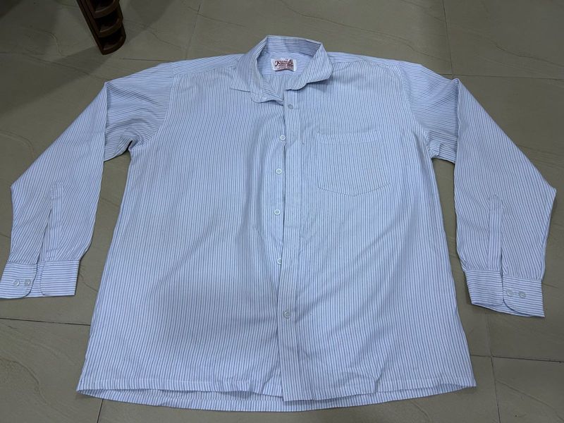 Classic Striped White Men's Button-Down Shirt