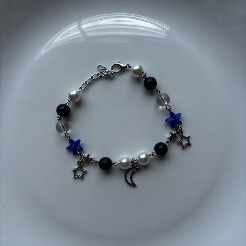 Charming Beaded Bracelet with Moon &amp; Stars