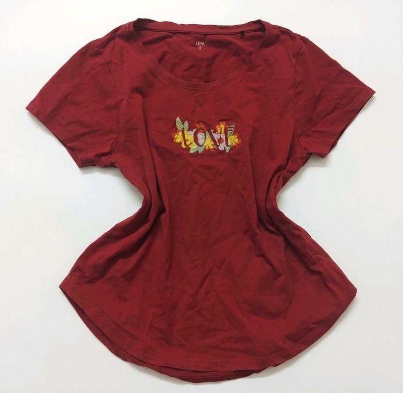 Red Love Embroidered T-Shirt