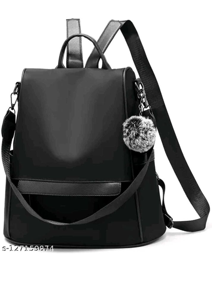 Stylish Black Backpack with Charm