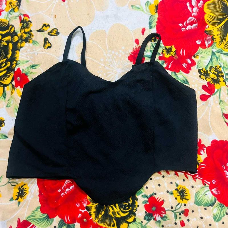 Black Corset Style Crop Top
