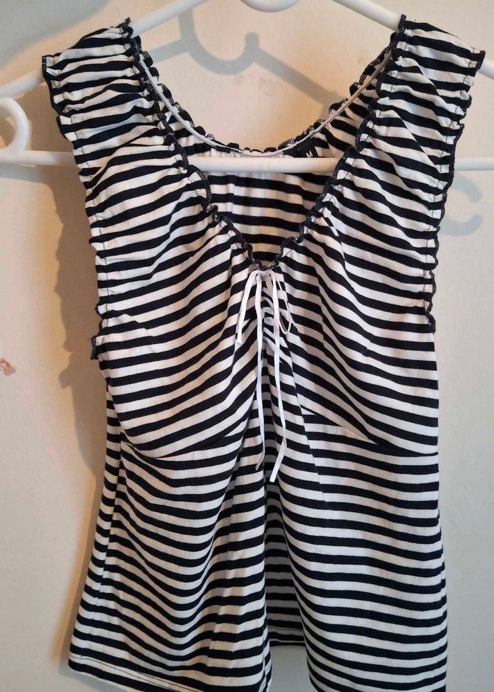 Striped Drawstring Top