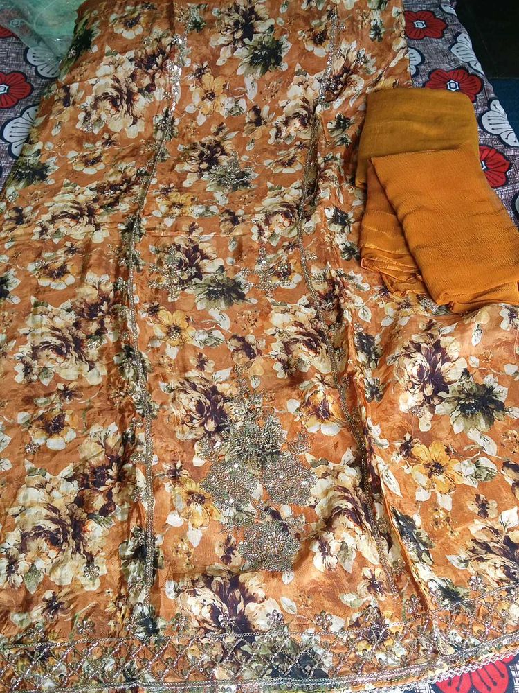 Designer Floral Kurta Set with Dupatta