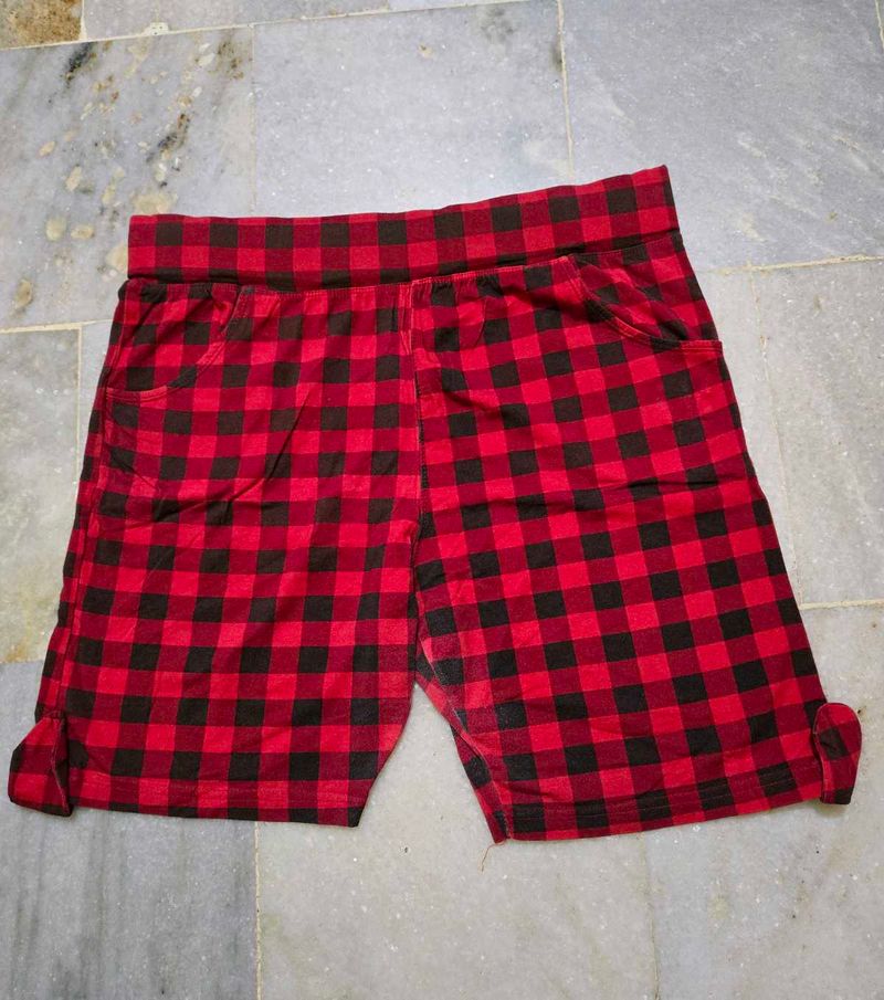 Red &amp; Black Checkered Shorts