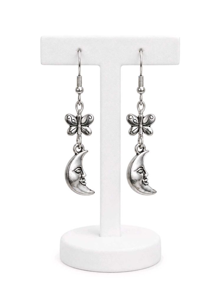 Charming Moon &amp; Butterfly Dangle Earrings