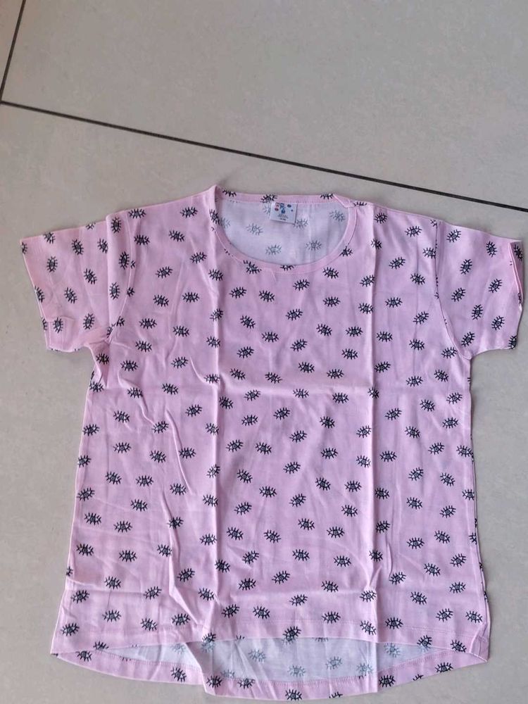 Pink Patterned Casual T-Shirt
