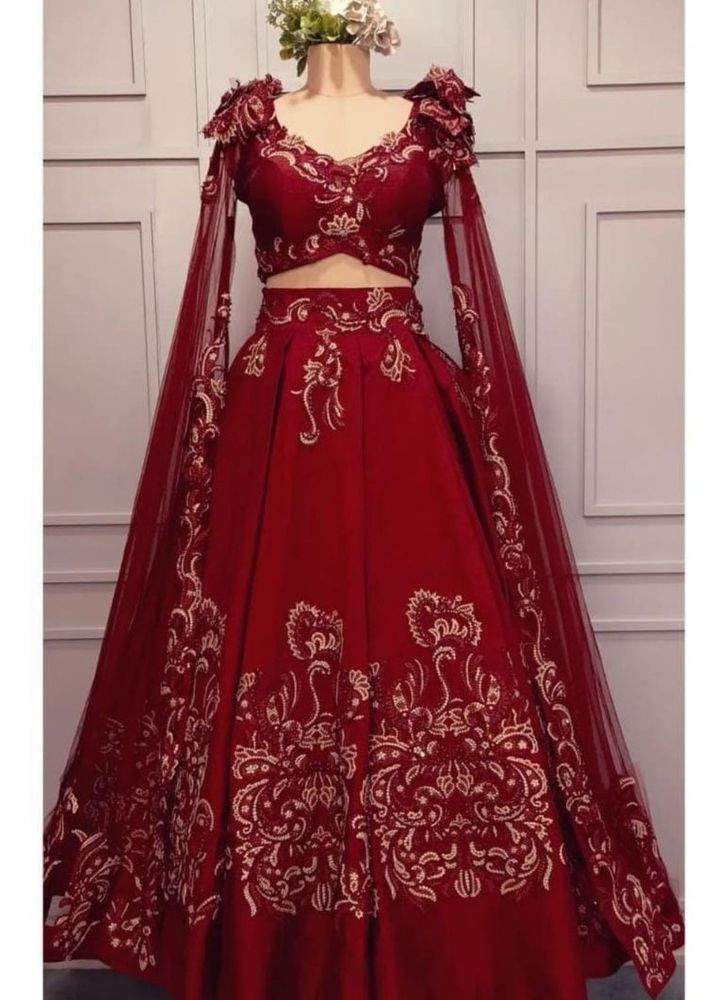 Red Embroidered Lehenga Set