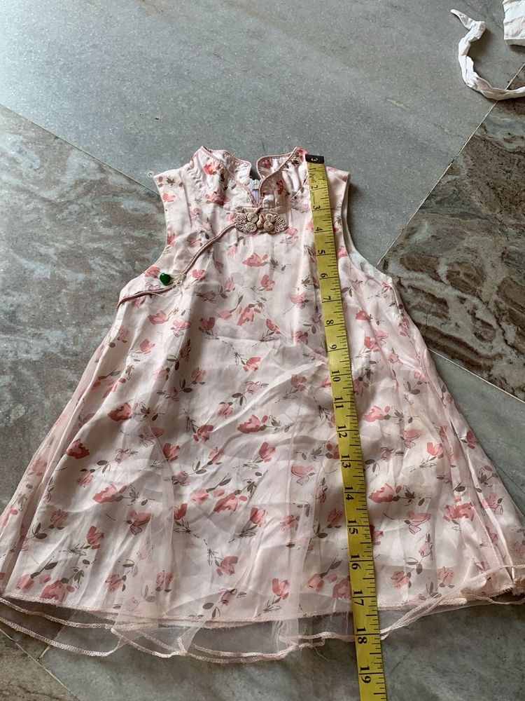 Pink Floral Cheongsam Style Dress