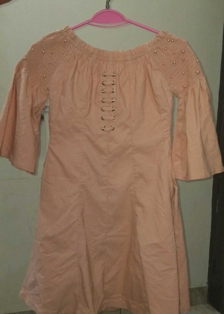 Peach Off-Shoulder Dress