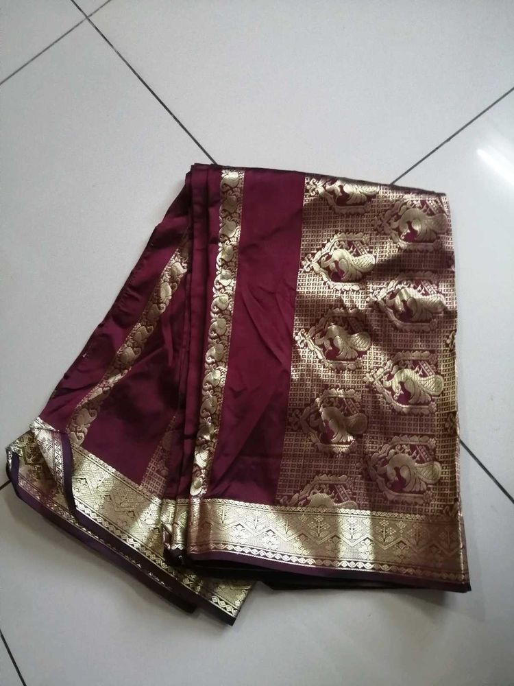 Elegant Maroon Silk Saree