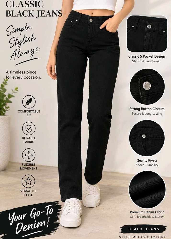 Classic Black Denim Jeans