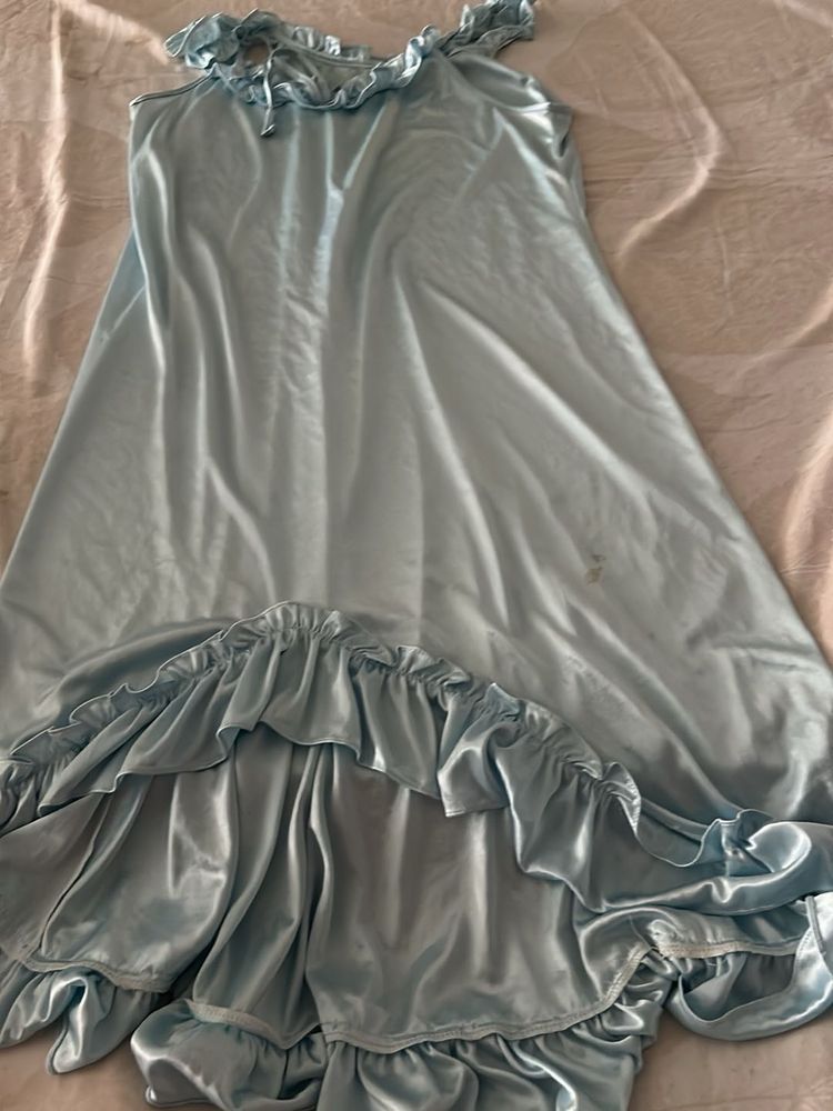 Imported Light Blue Ruffle night wear