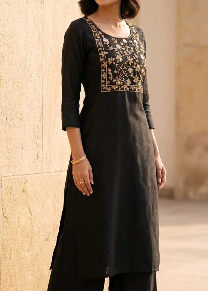 Embroidered Black Kurta