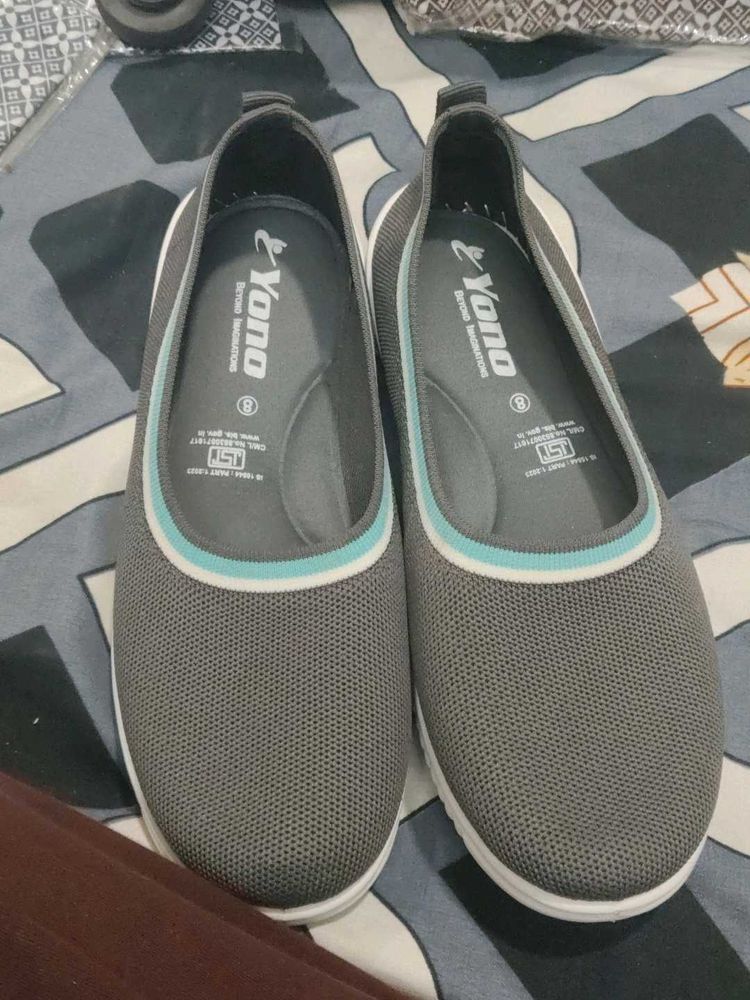 Comfortable Grey Knit Ballerina Flats