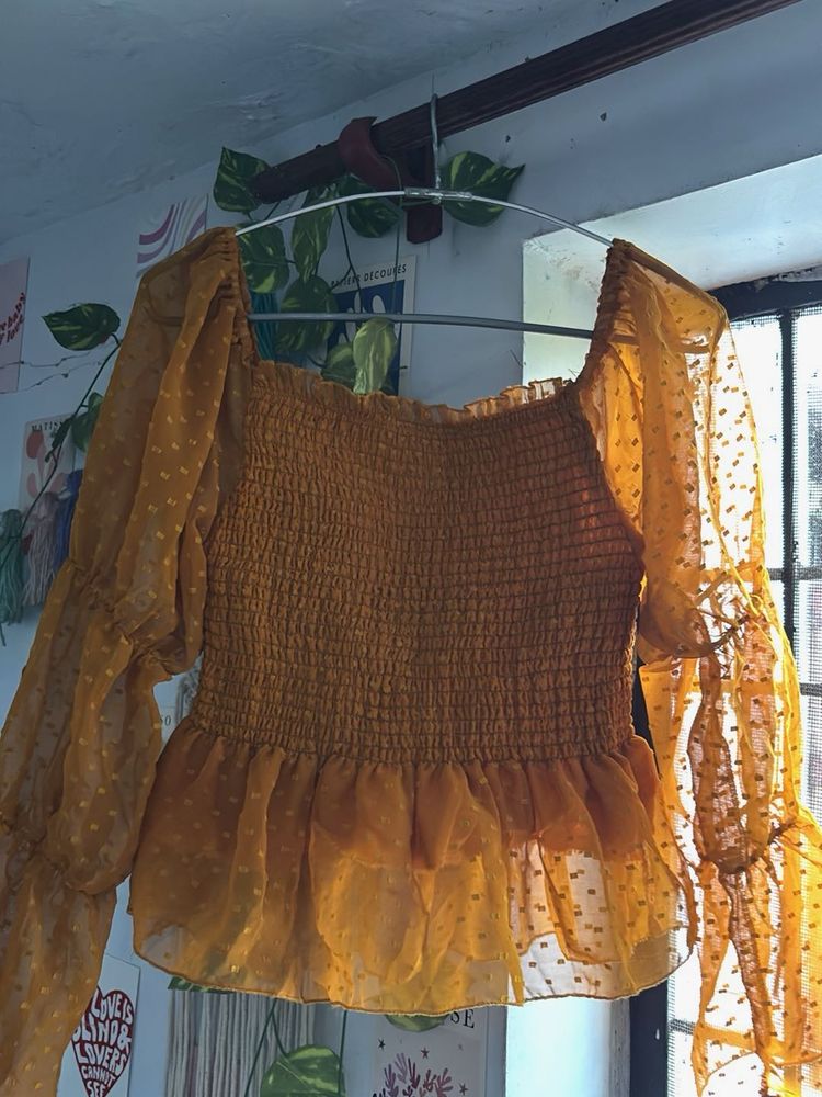 Smocked Puff Sleeve Top