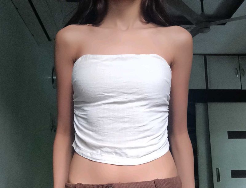 White Strapless Tube Top