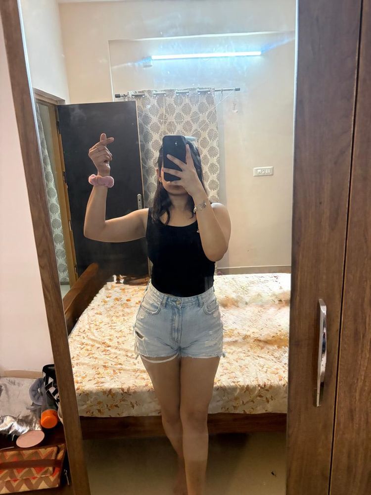 Distressed Denim Shorts