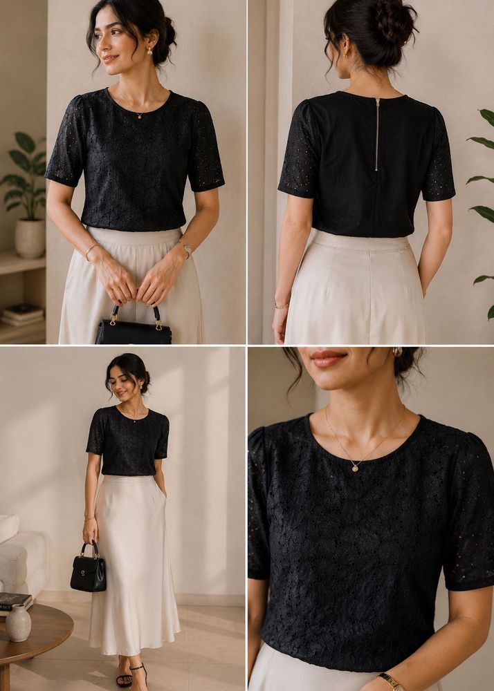 Promod Black Lace Top