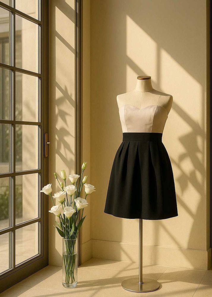Chic Black &amp; Cream Cocktail Dress
