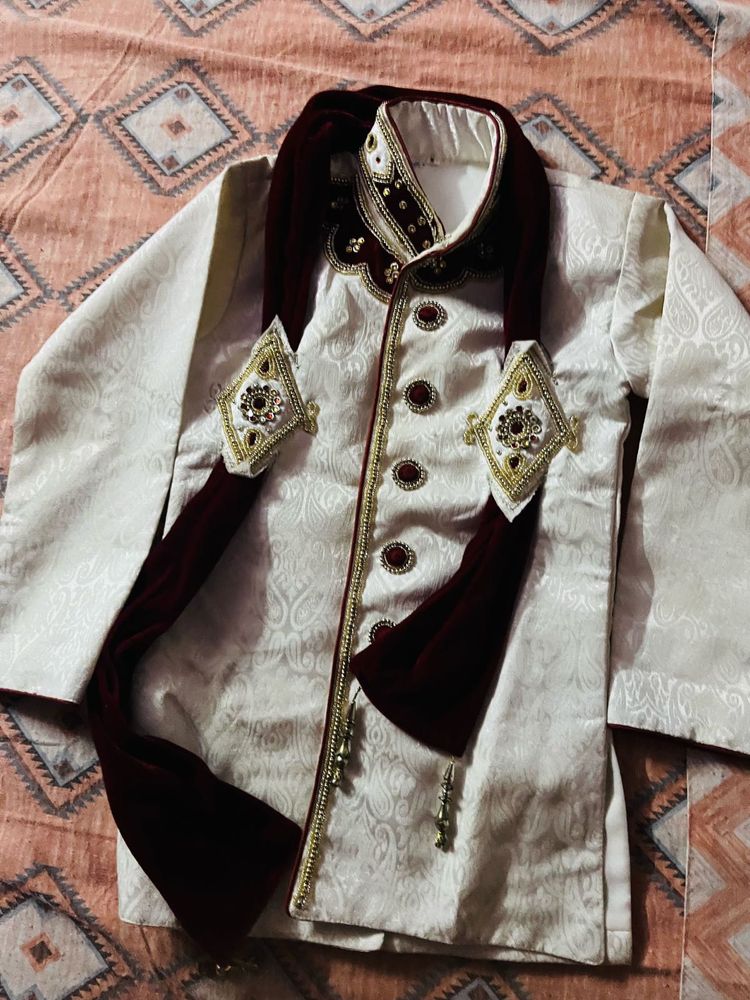 Elegant Brocade Kurta Set with Scarf (each 550)